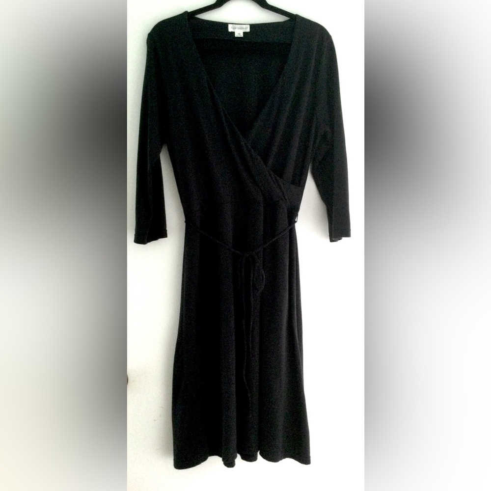 Fair Indigo Fit & Flare 3/4 Sleeve Black Midi Dress